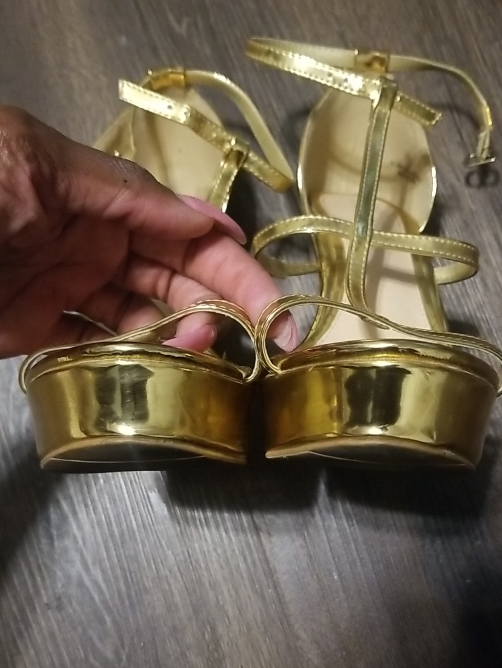 Gold Wedge Sandals for Women - Strappy Metallic Platform - Picture 7 of 12